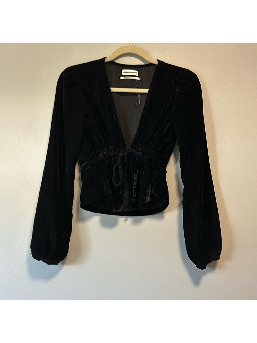 Urban Outfitters Drew Velvet Tie Waist Blouse NWOT